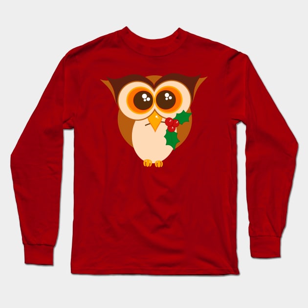 Christmas Owl Long Sleeve T-Shirt by AlondraHanley